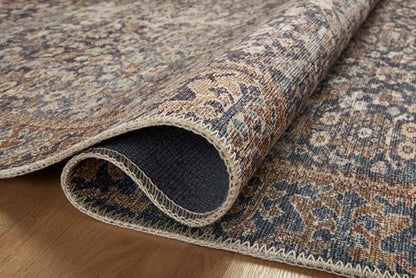 Loloi Amber Lewis Georgie Collection GER-05 Denim/Spice 7'-6" x 9'-6", .19" Pile Height, Area Rug