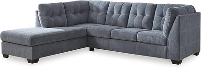 Signature Design by Ashley Marleton Contemporary Left-Arm Facing Tufted 2-Piece Sectional with Chaise and Loose Seat Cushions, Blue
