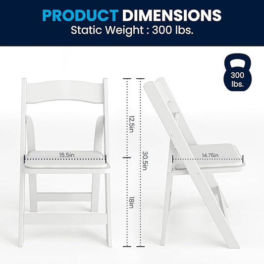 Flash Furniture HERCULES Series White Wood Folding Chair with Vinyl Padded Seat