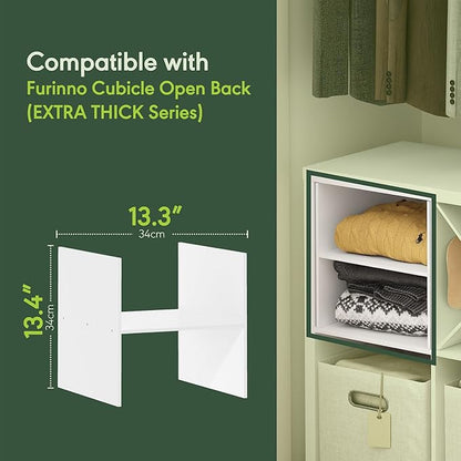 Furinno Cubicle Cube Insert, H-Shelf Cube Organizer, Fits into Extra Thick Cubes, for Organizers and Storage, White (Does not fit IKEA Kallax Shelving)