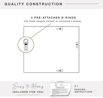 MCS Nordic Blossom Large Wall Mirror, Modern Rectangle Mirror Home Decor for Living Room, Bedroom, or Bathroom, 27 by 33 Inch, White