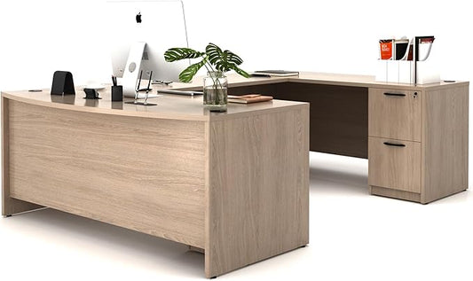 66.93'' U-Shaped Executive Office Desk with File Cabinets (Lime)