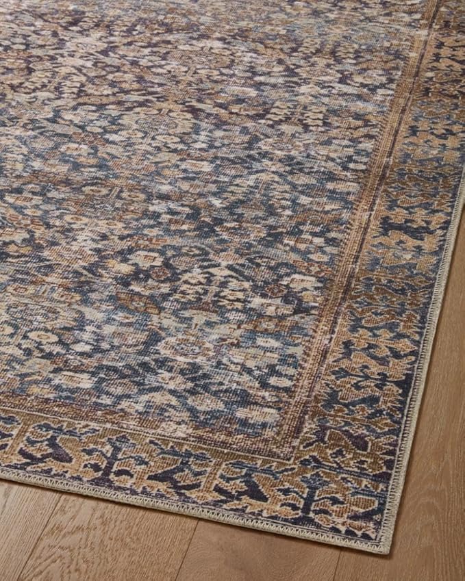 Loloi Amber Lewis Georgie Collection GER-05 Denim/Spice 2'-6" x 12'-0", .19" Pile Height, Runner Rug