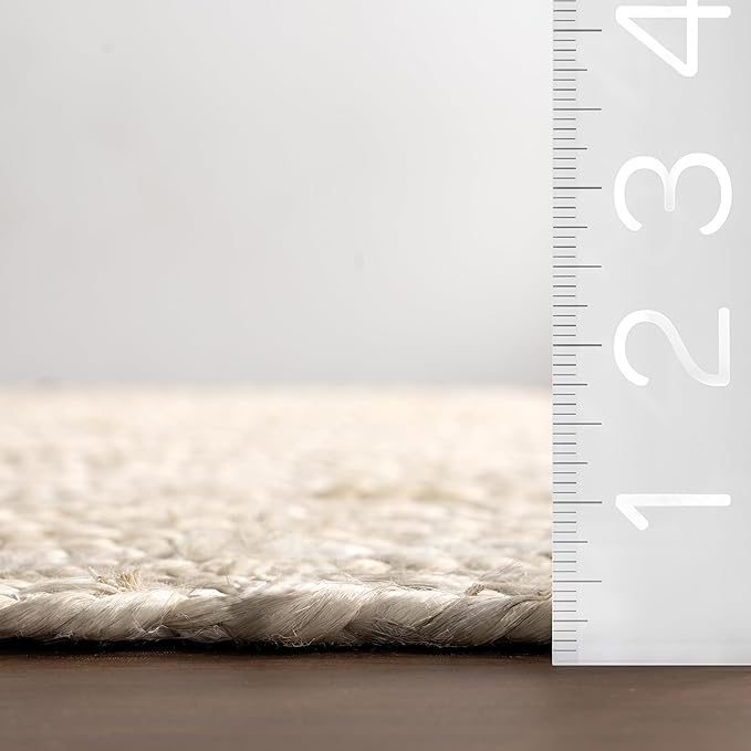 nuLOOM Oval 5x8 Rigo Jute Hand Woven Area Rug, Off White, Solid Farmhouse Design, Natural Fiber, For Bedroom, Living Room, Dining Room, Hallway, Office, Kitchen, Entryway