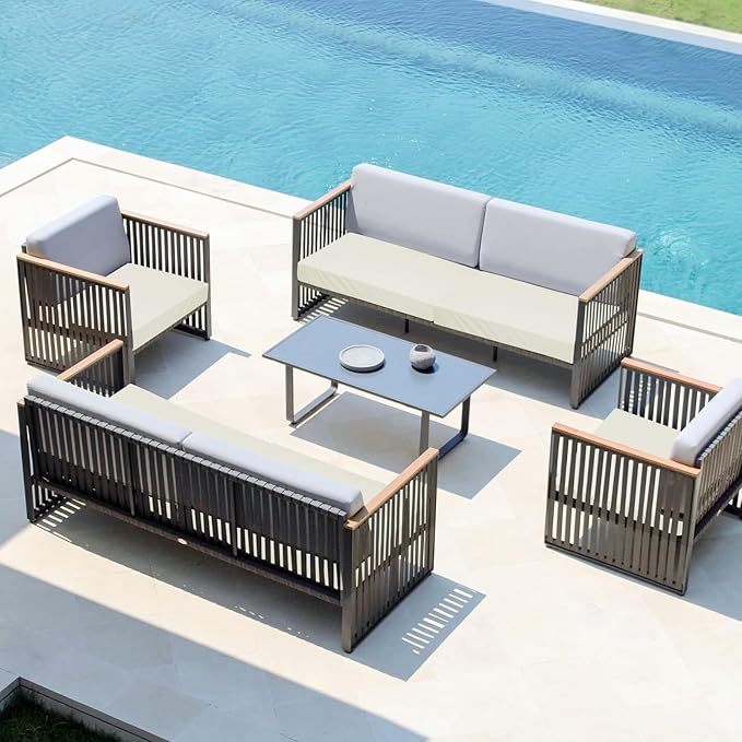 Easy-Going Waterproof Patio Cushion Covers 24x24x4 inch 4 Pack Replacement Non-Slip Outdoor Seat Cushion Slipcover with Zipper. Cream