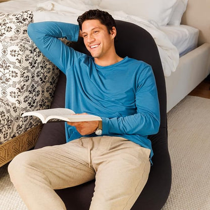 The Moon Pod Bean Bag Chair - Large, Modern Beanbag for Adults, Kids and Teens. Washable Stretch Cover Filled with Thousands of High Density Micro-Beads (Charcoal).