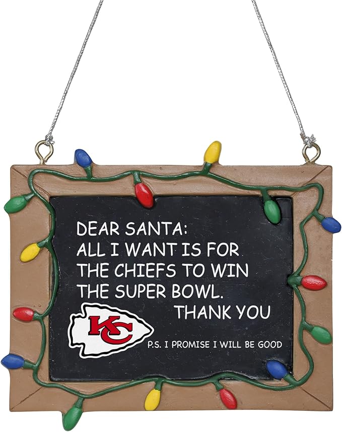 NFL Resin Holiday Christmas Chalkboard Sign Ornament