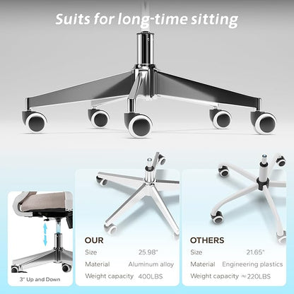 Ergonomic Office Chair, Mesh Desk Chair with Adjustable Headrest and 2D Armrest，Computer Chairs with Lumbar Support, Big and Tall Office Chair 400lbs, Large (01khaki)