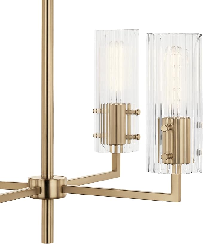 KICHLER Velestino 20.5" 4 Light Chandelier in Champagne Bronze, for Small Foyer, Dining Room, Living Room, Bedroom, (19.25" x 20.5") 52678CPZ