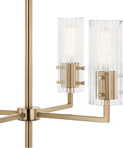 KICHLER Velestino 20.5" 4 Light Chandelier in Champagne Bronze, for Small Foyer, Dining Room, Living Room, Bedroom, (19.25" x 20.5") 52678CPZ