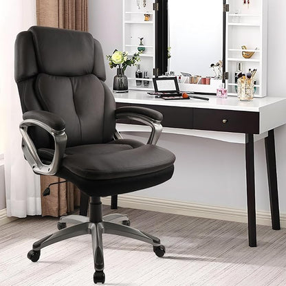 CLATINA Big and Tall Executive Office Chair, Extra Wide Seat, 500 LBS Capacity Heavy Duty Ergonomic Cloth Desk Chair with Wheels and Padded Armrests, High Back Fabric Computer Task Chair, Black