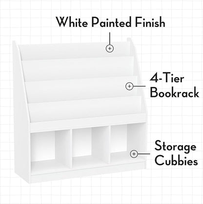 RiverRidge Kids Bookrack with Three Cubbies and 2 Aqua Bins
