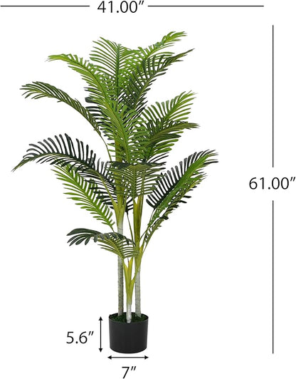 Christopher Knight Home Alene Set of 2 61''H Artificial Tree Indoor, Artificial Palm Tree with Nursery Pot, Tropical Style Faux Tree and Black Plastic Pot, Artificial Plant for Home Office Decor,Green