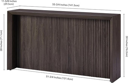 Henn&Hart 56'' Wooden Rectangular Fluted Console Table Entryway Table, Sofa Table for Entryway, Living Room, Couch, Hallway, or Office, Alder Brown