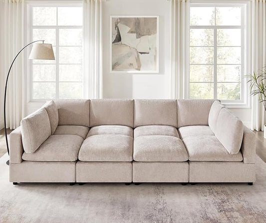 VANOMi Modular Sectional Sofa, Convertible Sofa Couch Modular Sofa with Ottoman, Sleeper Sofa Bed Sectional Sofas for Living Room Small Apartments