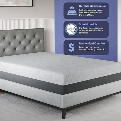 Celestial Sleep Gel Memory Foam Mattress in a Box, Made in The USA, CertiPUR-US® Certified Foam, Oeko-Tex, and Fiberglass-Free Certified Bed, 12 inch Soft - Full