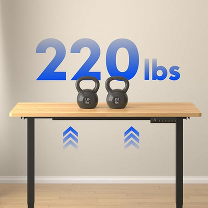 FLEXISPOT E3 Dual Motor Electric Standing Desk 55 x 28 Sit Stand Up Desk, Holds 220 lbs, Adjustable Height w/Memory Presets, One-Piece Maple Desktop & Black Frame, Ships in 2 Boxes