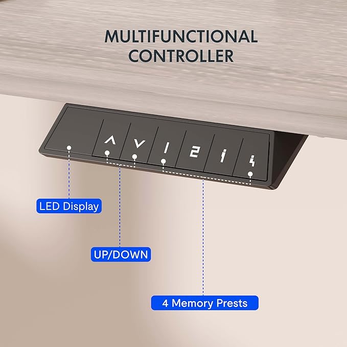 FLEXISPOT EN1 One-Piece Standing Desk 48 x 30 Inches Height Adjustable Electric Desk (Silver Frame + Grey Wood Grain Top, 2 Packages)
