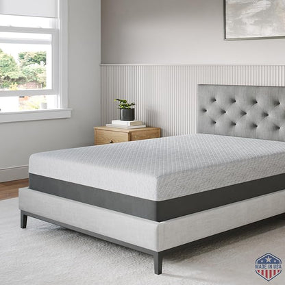 Celestial Sleep Gel Memory Foam Mattress in a Box, Made in The USA, CertiPUR-US® Certified Foam, Oeko-Tex, and Fiberglass-Free Certified Bed, 12 inch Soft - Queen
