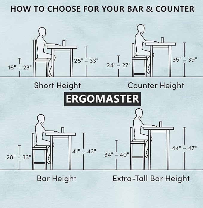 ERGOMASTER Swivel Bar-Stools Set of 2 Brown Counter Height Barstool 24 Inch Seat Bar Chair
