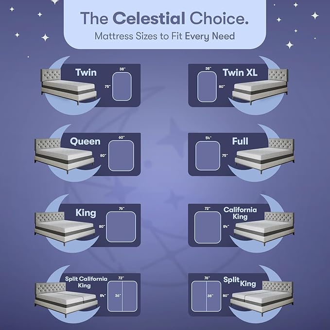 Celestial Sleep Gel Memory Foam Mattress in a Box, Made in The USA, CertiPUR-US® Certified Foam, Oeko-Tex, and Fiberglass-Free Certified Bed, 8 inch Firm - King