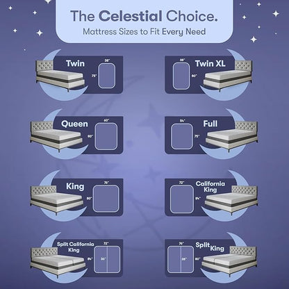 Celestial Sleep Gel Memory Foam Mattress in a Box, Made in The USA, CertiPUR-US® Certified Foam, Oeko-Tex, and Fiberglass-Free Certified Bed, 12 inch Soft - TwinXL