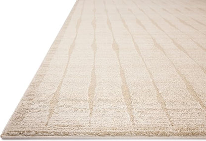 Loloi Chris Loves Julia Calvin Collection CLV-02 Ivory/Oatmeal 9'-6" x 12'-6" Area Rug Checkered Neutral Soft Living Room Bedroom Carpet
