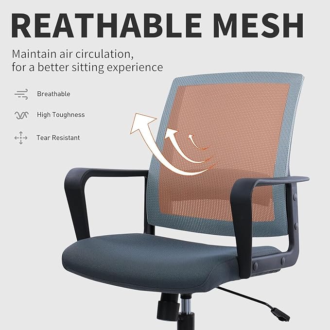 CLATINA Ergonomic Office Chair - Mesh Desk Chair with Lumbar Support, Rolling Comfortable Computer Chairs with Arms for Home Conference, Gray 4 Pack