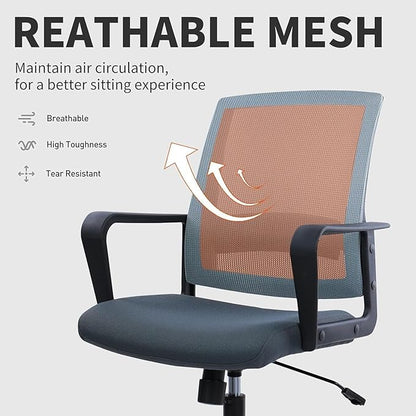 CLATINA Ergonomic Office Chair - Mesh Desk Chair with Lumbar Support, Rolling Comfortable Computer Chairs with Arms for Home Conference, Gray 2 Pack