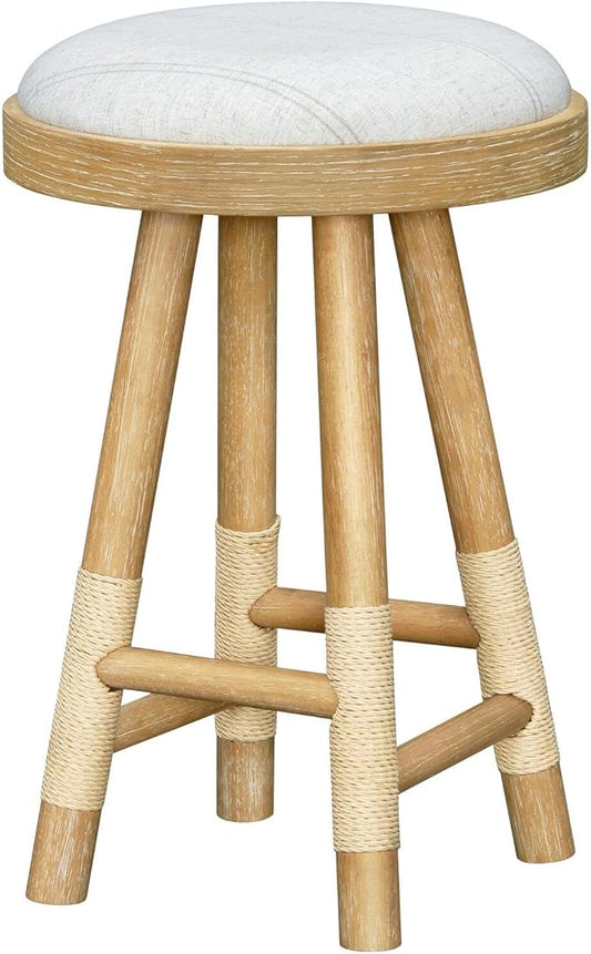 Livabliss x Becki Owens Esmarca Modern Coastal Stool, Grey/Tan, 26" H 17" W 17" D