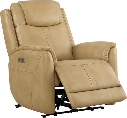 CHITA Super Zero Gravity Power Recliner Chair for Adults, Electric Faux Leather Recliner with USB & Type-C Charging Ports for Living Room, Bedroom & Home Theater Relaxation, Tan