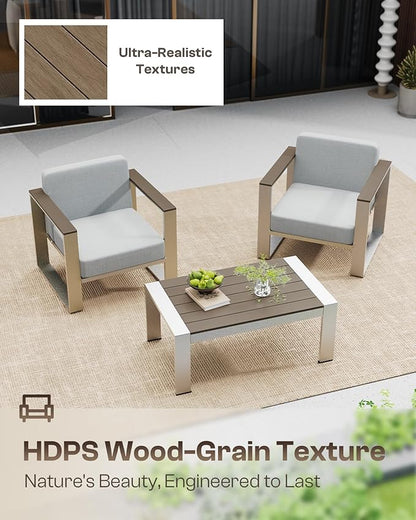 Outdoor Patio Furniture Set, 7 Seats Outdoor Patio Conversation Sets with Ergonomic Seat and Wide Washable Thick Cushions, Modern Patio Sectional Furniture for Balcony, Porch (Gray)