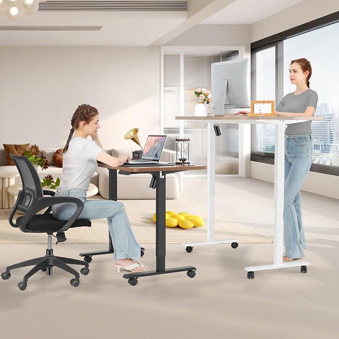 farexon Electric Standing Desk Adjustable Height, 70.8 x 27.5 Inch Sit Stand up Desk with Large Mouse Pad, Double Metal Hook,4 Wheels,4 Memory Preset Heights Home Office Computer Desk,Oak Grey