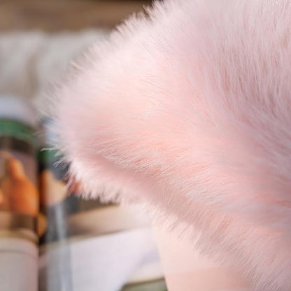 Neelvin Pink Faux Fur Cozy Fluffy Double-Sided Decorative Throw Pillow Covers 18x18 inch Set of 2,Velvet Pillowcase Cushion Case for Sofa Couch