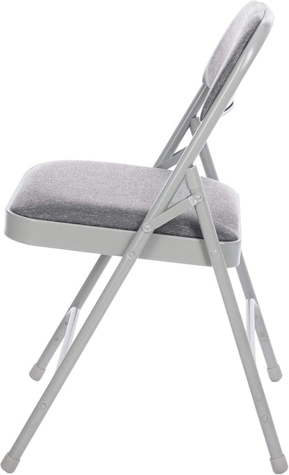 OEF Furnishings OEF2200 Series Heavy-Duty Premium Fabric Padded Upholstery Double-Hinged Folding Chairs (4-Pack, Slate Gray)