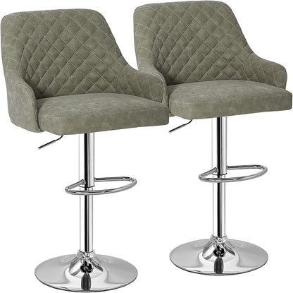 VECELO Adjustable Bar Stools Set of 2, Bar Height Stools for Kitchen Counter