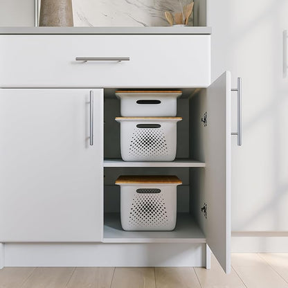 Prepac Elite 36" Tall Storage Cabinet with Doors and Shelves, Multipurpose Garage Cabinet with Large Drawer and Adjustable Shelf, Open Back Storage Furniture for Kitchen, Laundry Room, Garage, White