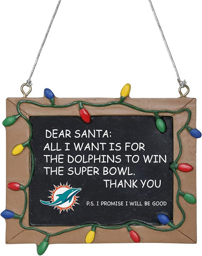 NFL Resin Holiday Christmas Chalkboard Sign Ornament