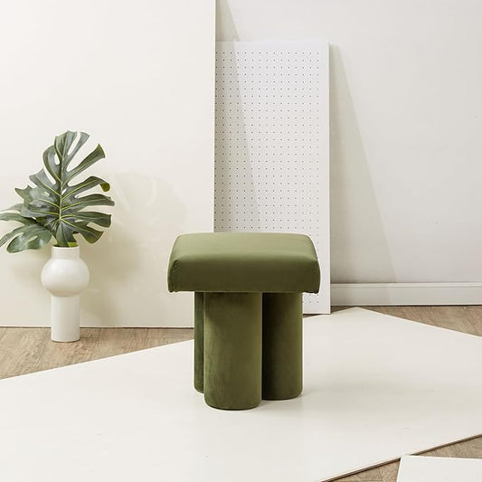 SAFAVIEH Couture Collection Deangelo Mid-Century Modern Forest Green Velvet Ottoman (Fully Assembled)