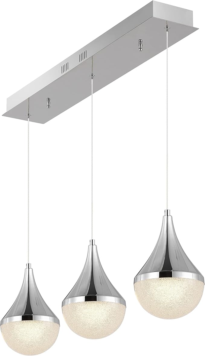 JONATHAN Y JYL7121A Elyse Teardrop 33" 3-Light Modern Mid-Century Iron/Acrylic Integrated Linear LED Pendant French Country,Vintage,Bohemian, Chrome/White