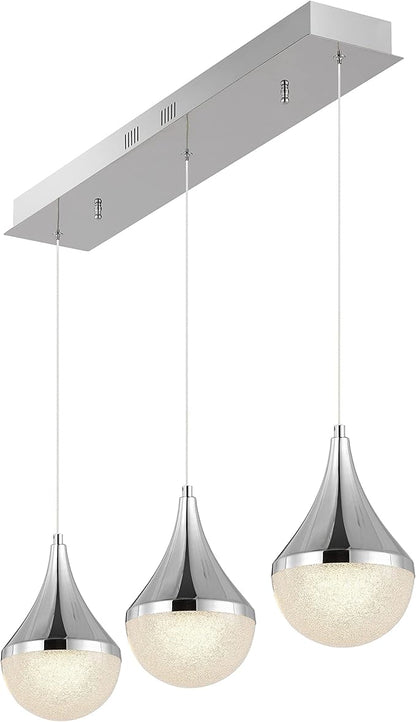 JONATHAN Y JYL7121A Elyse Teardrop 33" 3-Light Modern Mid-Century Iron/Acrylic Integrated Linear LED Pendant French Country,Vintage,Bohemian, Chrome/White