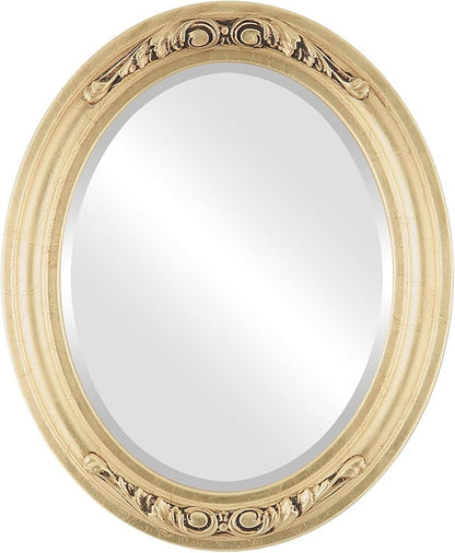 OVALCREST Oval Beveled Wall Mirror for Home Decor - Florence Style - Gold Leaf - 34" x 24"