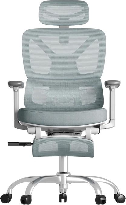 FLEXISPOT ErgoX Premium Ergonomic Office Chair with Footrest- Adjustable 3D Armrests, Dynamic Lumbar Support, Recline & Tilt Function, Mesh Seat, for Home & Office Use,Foam Blue