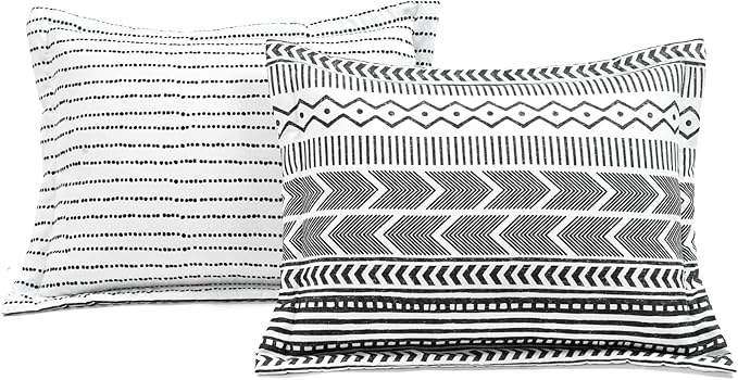 Lush Decor Hygge Geo Reversible 5 Piece Comforter Set, King, Black & White