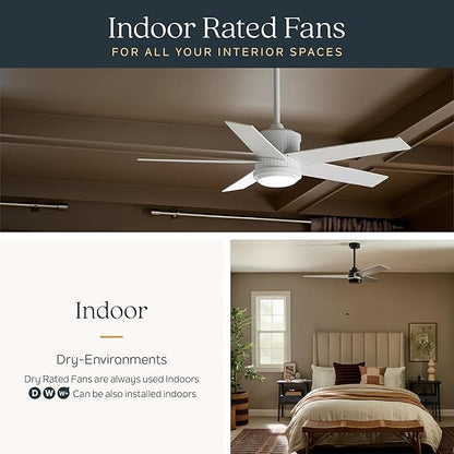 Kichler Link 54" Ceiling Fan in Brushed Nickel, 2-Blade Contemporary Fan for Bedroom or Living room with Remote, (54" W x 24.25" H), 300168NI
