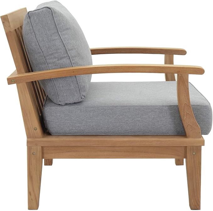 Modway EEI-1475-NAT-GRY-SET Marina Premium Grade A Teak Wood 3-Piece Outdoor Patio Furniture Set, Natural Gray
