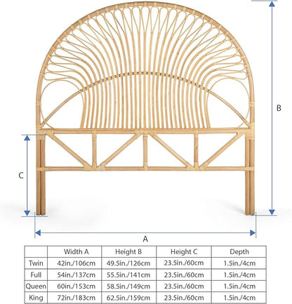 KOUBOO Rattan Loop Headboard, Queen, Natural