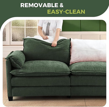 ELUCHANG 116" Luxury Modular Sectional Sofa, Comfy Deep Seat Cloud Couch, Sleeper Sofa Bed, 6 Seat Modern Couch with Removable Cover for Living Room, Apartment, DIY Combination, Chenille Olive Green