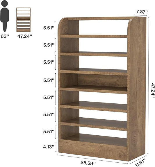 Tribesigns Shoe Rack for Entryway, 8-Tier Tall Shoe Shelf Shoes Storage, Wooden Shoe Storage Cabinet Shoe Organizer for Closet, Hallway, Living Room, Wood Color