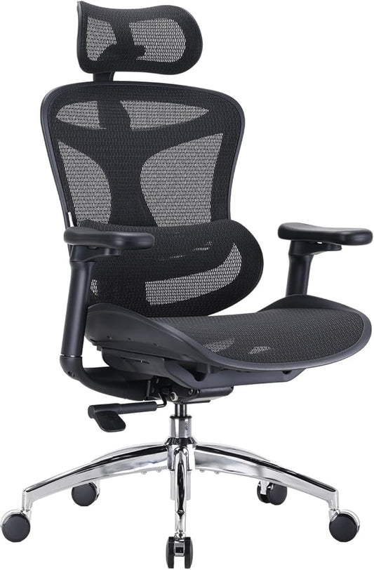 SIHOO Doro C300 Ergonomic Office Chair with Ultra Soft 3D Armrests, Dynamic Lumbar Support for Home Office Chair, Adjustable Backrest Desk Chair, Swivel Big and Tall Computer Chair Black